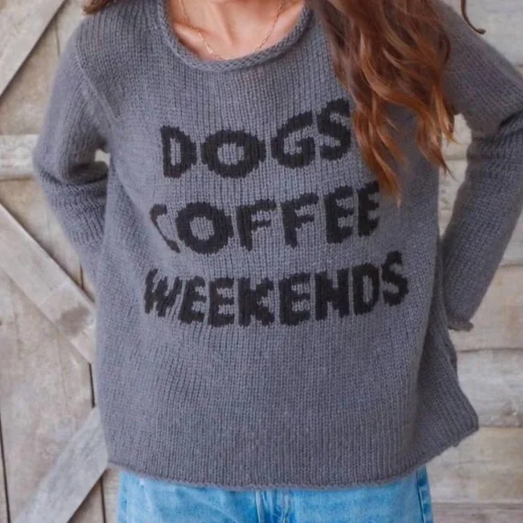 Wooden Ships by Paola Buendia Dogs Coffee Weekends Sweater - Picture 2 of 6